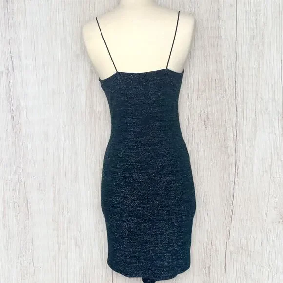 New Shimmer Sparkle Glitter Holo Green LBD Sexy Bodycon Mini Cocktail Club Dress - Picture 4 of 4